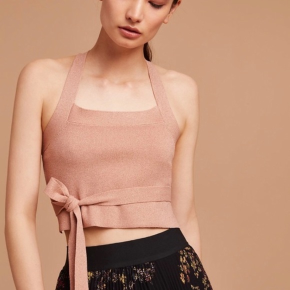 💝 Aritzia Cayenne Criss Cross Wrap Rose Gold Crop - Picture 1 of 6